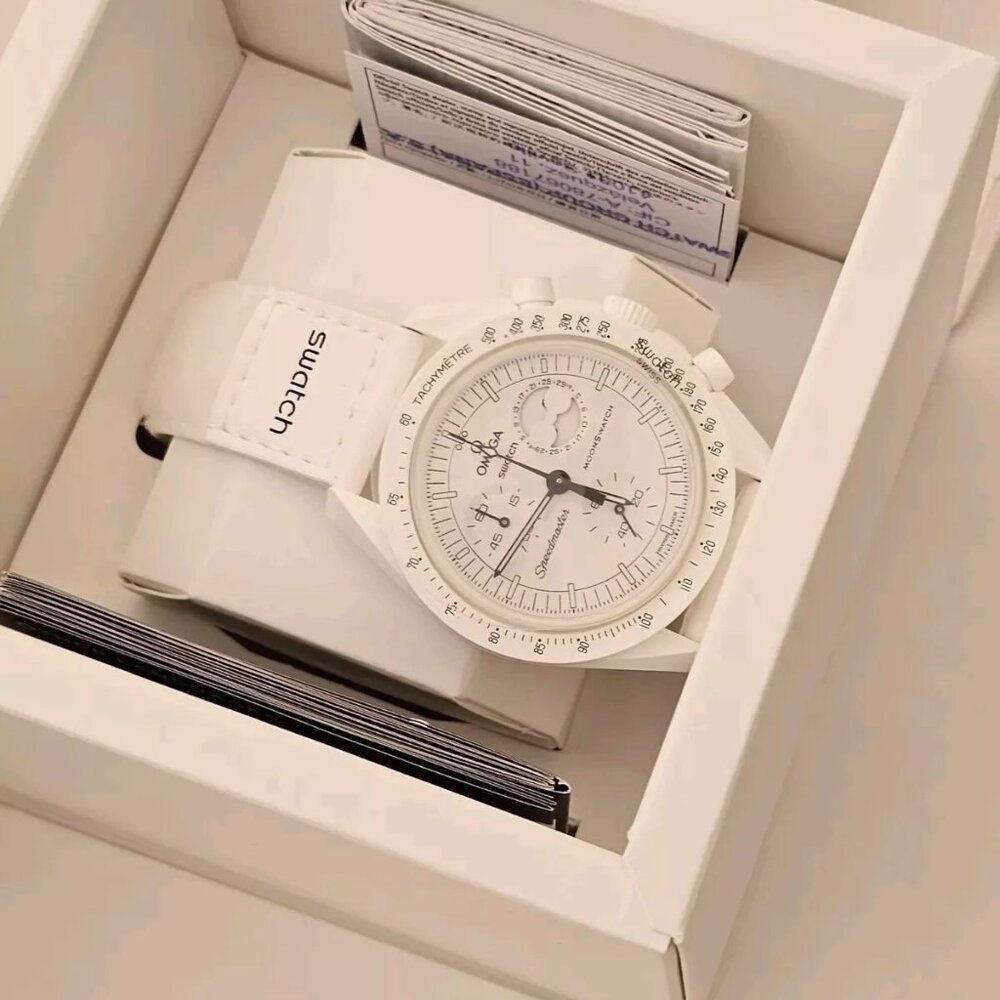 Omega X Swatch White Watch Moonswatch MOON
